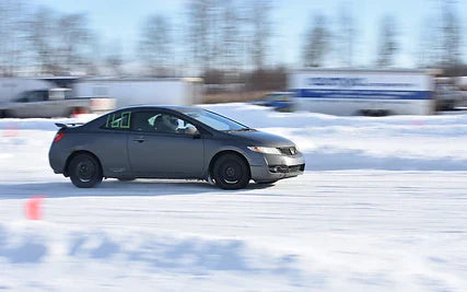 Cole driving civic si at ice lapping