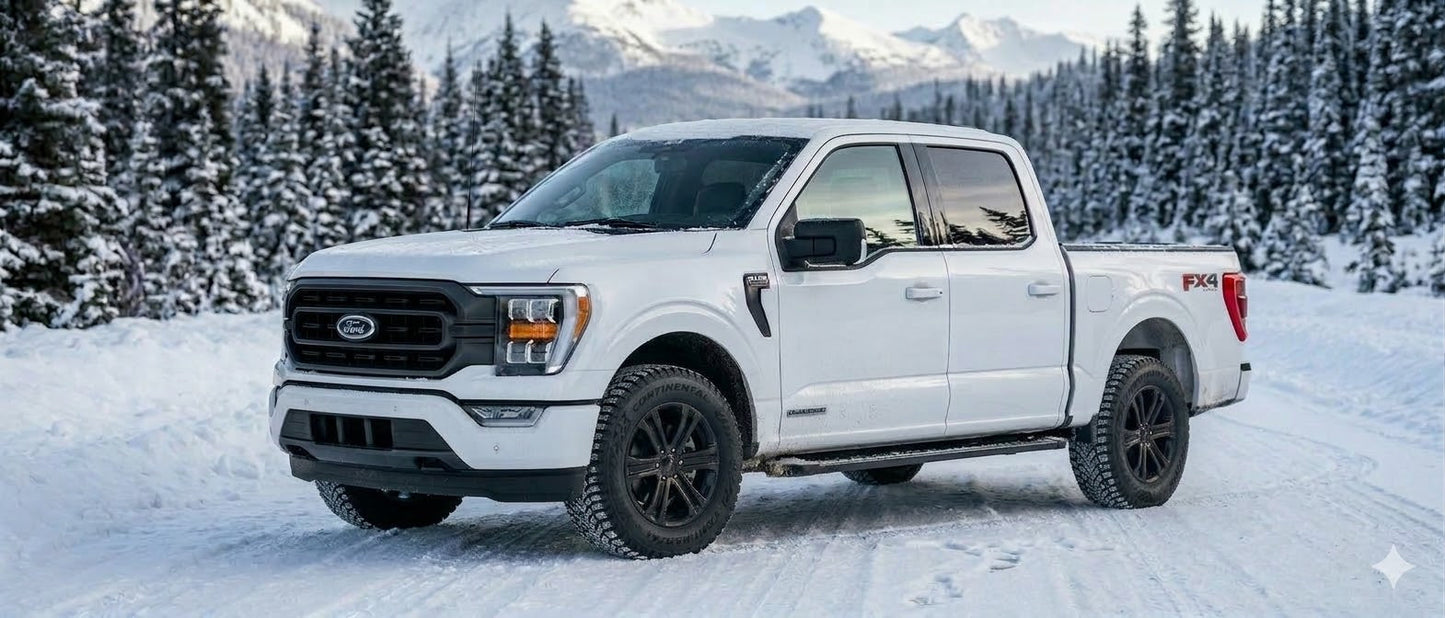 2015+ Ford F150 (WITHOUT Max Trailer Tow Package) 17" Winter Tire and Wheel Package (Studless Continental Tires and Replika Wheels)